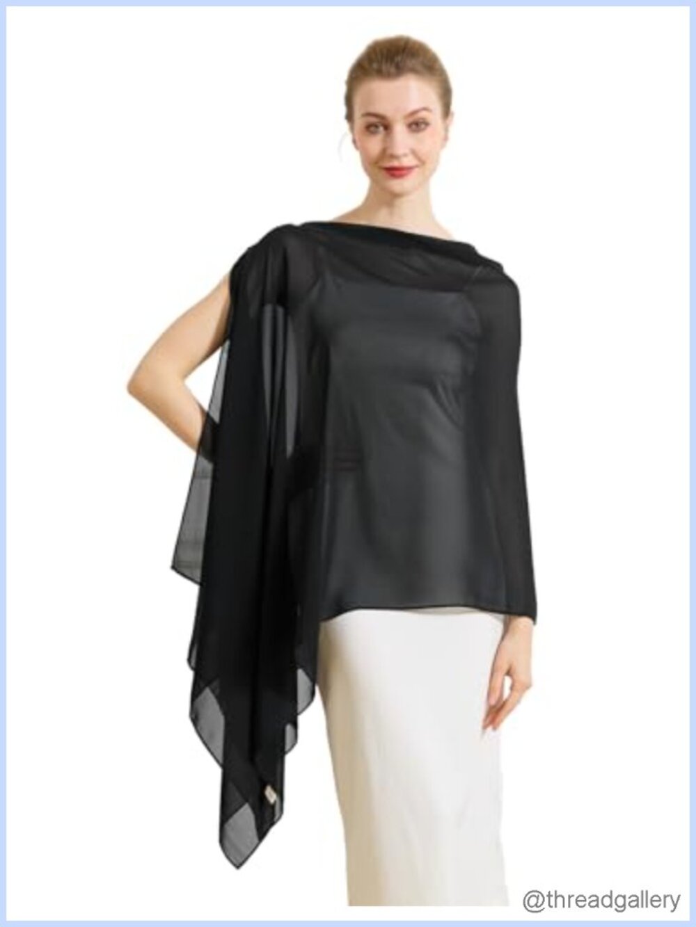 Chiffon Cape Shawl Wrap Scarf 3 Ways to Wear Sheer Capelet